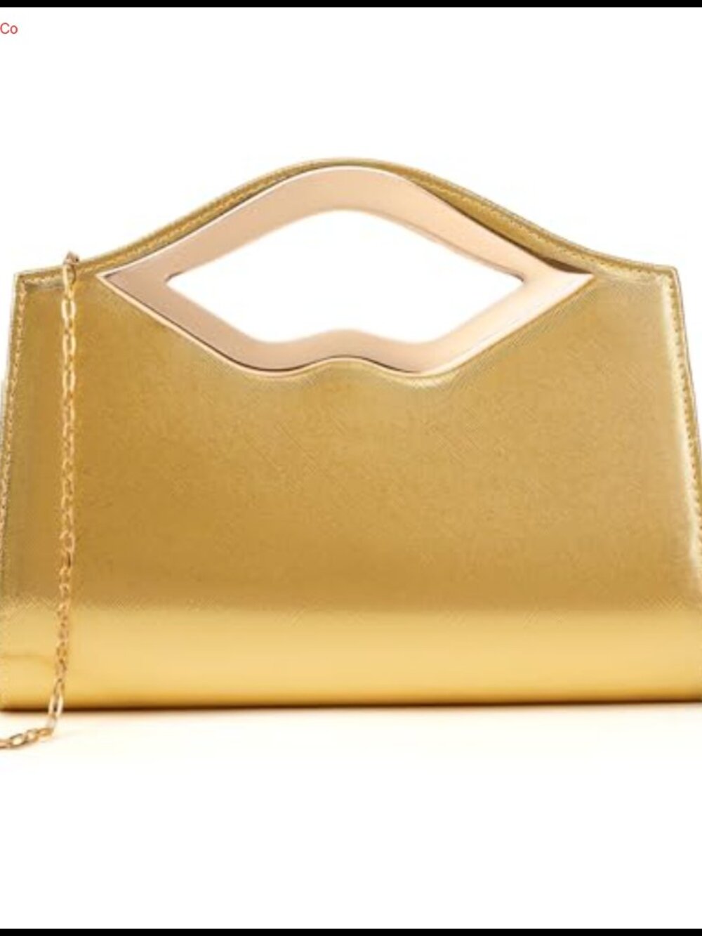 Patent Leather Evening Clutch Purse for Women Lip Metal Grip Handle Handbag for